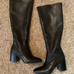 Franco Sarto Talfer Faux Leather Black Size 7 High Heel Boots